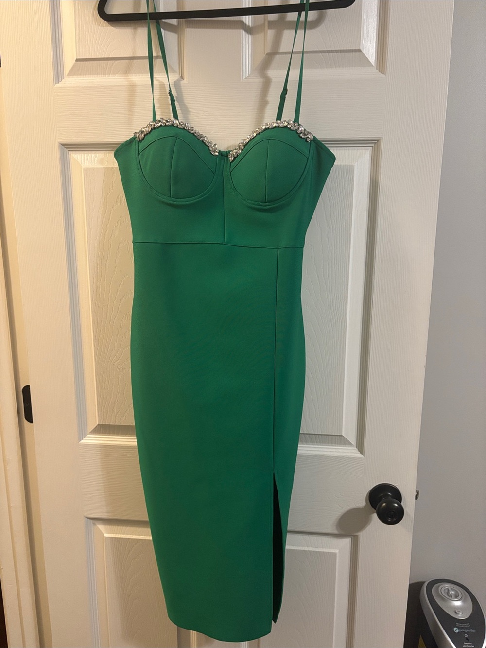 Fashion Nova Green Bustier Midi Dress with Rhinestone Trim - Picture 2 of 4